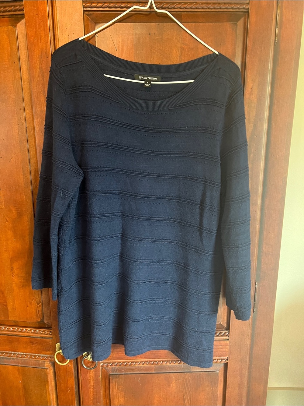 41 Hawthorn Navy Textured Crew Neck Sweater